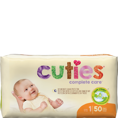 Cuties Complete Care Baby Diapers, Size 1, 50 count