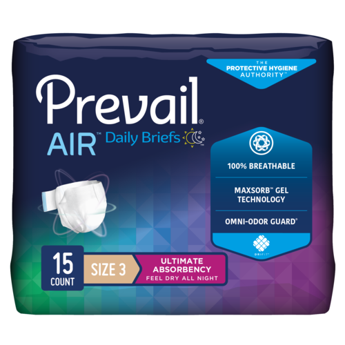 Prevail Air Bariatric A Incontinence Brief, Ultimate Plus Absorbency, Size 3/XL, 15 counts