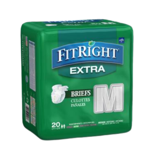 Medium Medline FitRight Extra Adult Briefs With Tabs, Heavy Absorbency