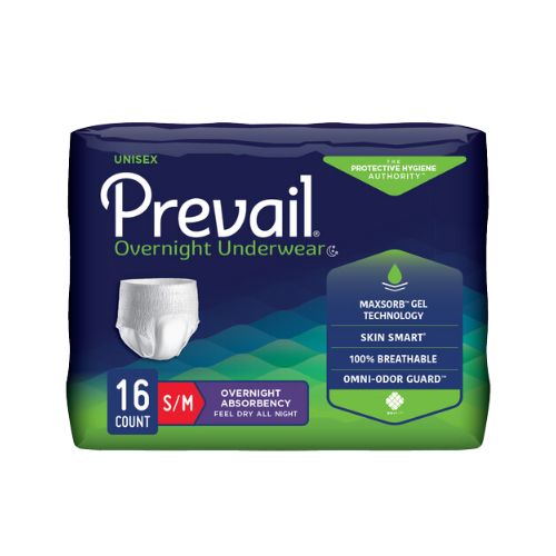 Prevail Overnight Incontinence Under for Men & Women, Small/Medium, 16 count