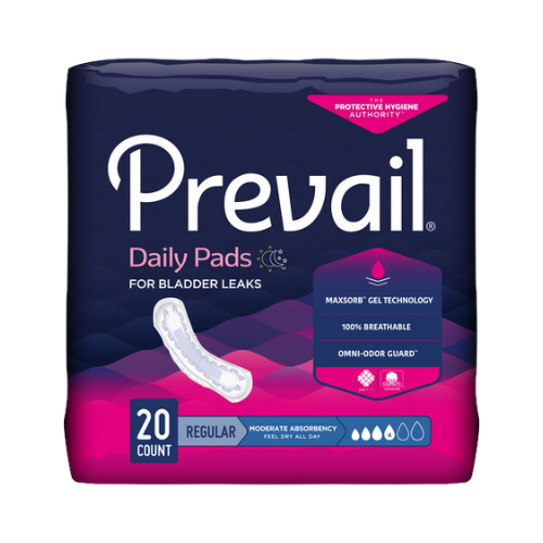 Prevail Incontinence Bladder Control Pads for Women, Moderate Absorbency, Regular Length, 20 count