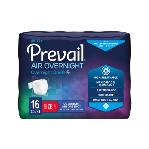 Prevail Air Overnight Incontinence Adult Brief, Size 1, Medium, 16 count