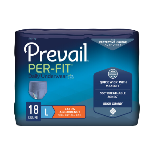 Prevail Incontinence Per-Fit Protective Underwear for Men, Large, 18 Counts