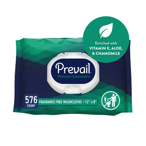 Prevail Adult Personal Wipes, Unscented, Soft-pack with press-open-lid, 12 packs of 48, 576 counts