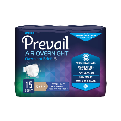 Prevail Air Overnight Incontinence Adult Briefs, Size 3, 15 count