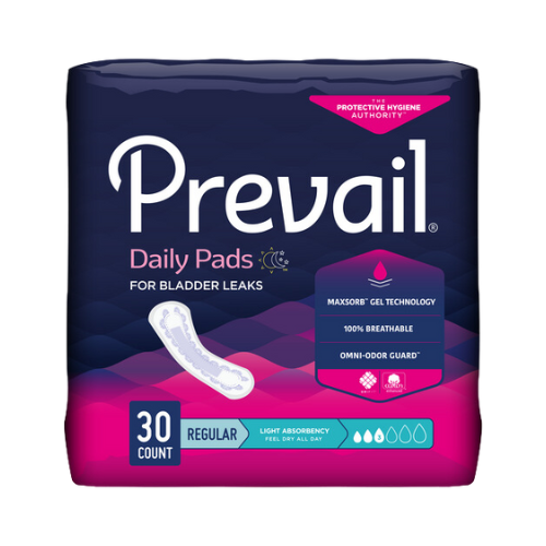 Prevail Incontinence Bladder Control Pads for Women, Light Absorbency, Regular Length, 30 count