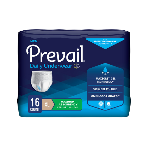 Prevail Incontinence Underwear for Men, Maximum Absorbency, Extra Large, 16 Counts