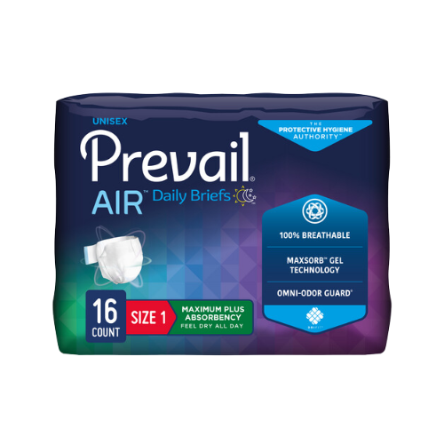 Prevail Air Incontinence Stretchable Adult Brief, Size 1, 16 count