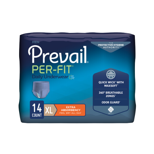 Male Adult Absorbent Underwear Prevail® Per-Fit® Pull On with Tear Away Seams X-Large Disposable Moderate Absorbency