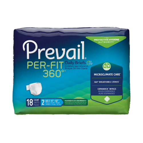 Prevail Per-Fit 360 Daily Adult Diapers with Tabs, Maximum Plus, Size 2 ( 18 Counts )