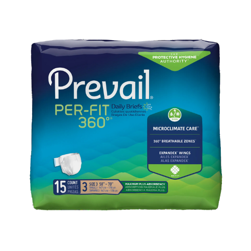 Prevail Per-Fit 360 Daily Adult Diapers with Tabs, Maximum Plus, Size 3 ( 15 Counts )