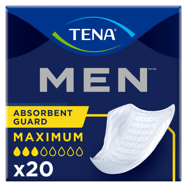 TENA Men Maximum Guard Incontinence Pad for Men, Maximum Absorbency, 20 count